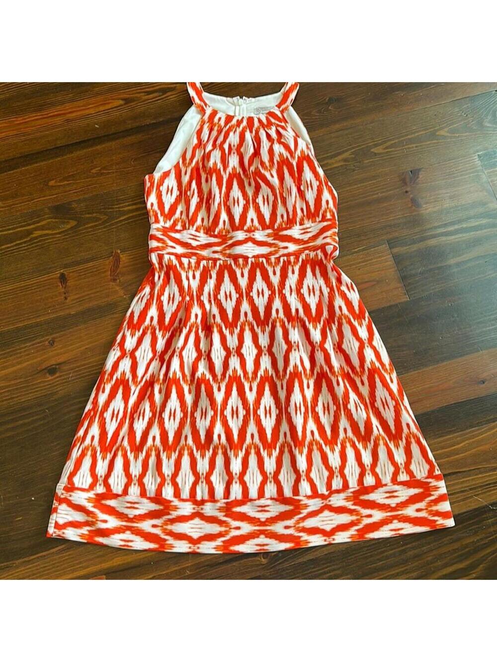 DB Established | Women's Orange & White Sleeveless Dress | Size 10 | 0768
